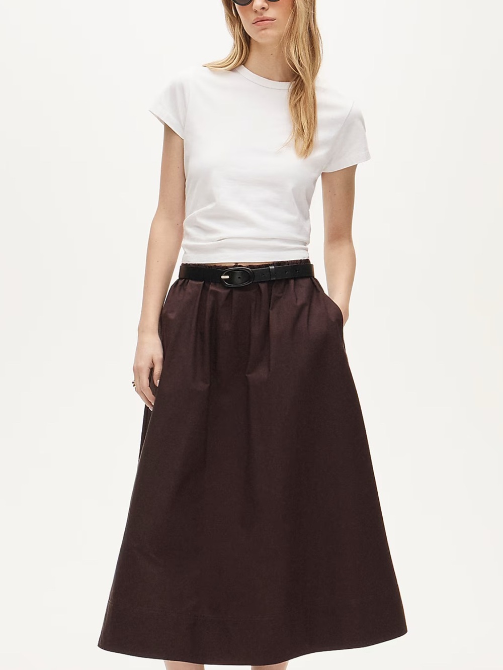 Pull-on midi skirt in cotton poplin NWT size Medium